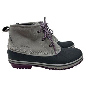 Eddie Bauer Hunt Pac '62 Mid Boot Gray with Purple Accents & Soles Womens Sz 9